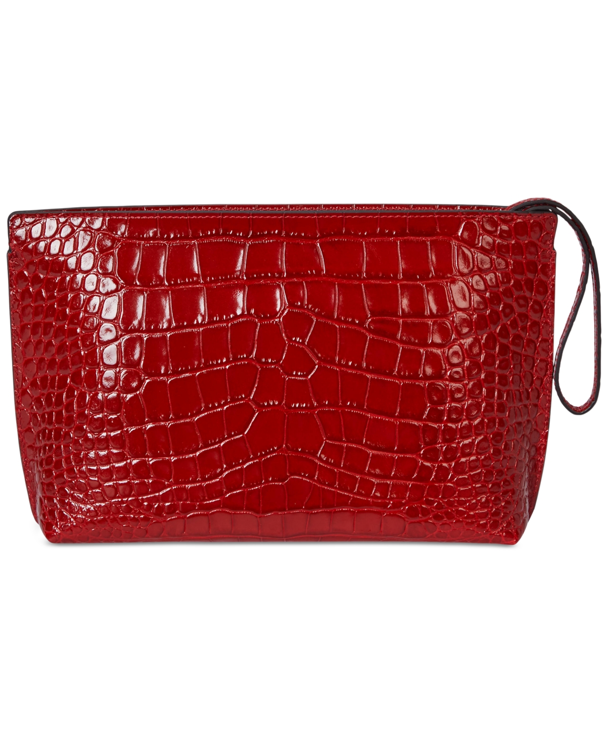Ralph Lauren Crocodile-embossed Leather Large Pouch In Red