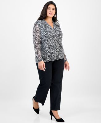 Plus Size Mesh Draped Top, Macy's Exclusive
