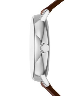 Men's Signatur Quartz Multifunction Brown Leather Watch, 40mm