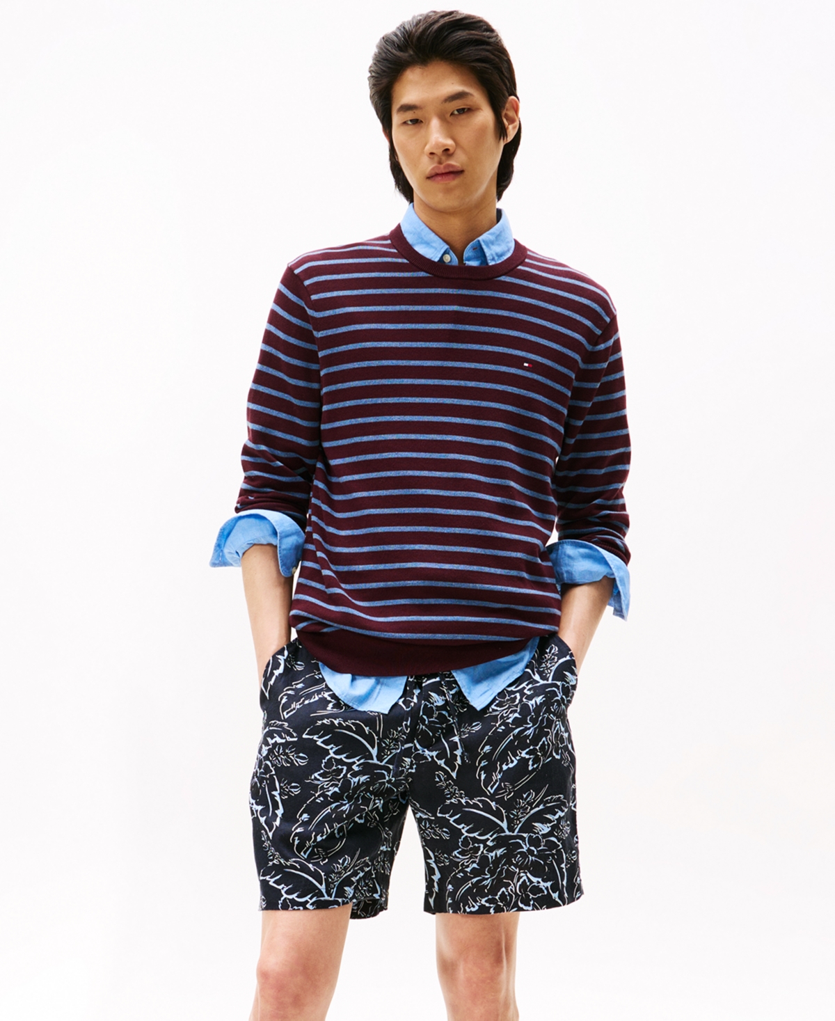 Tommy Hilfiger Men's Patterned 7" Linen Shorts In Multi