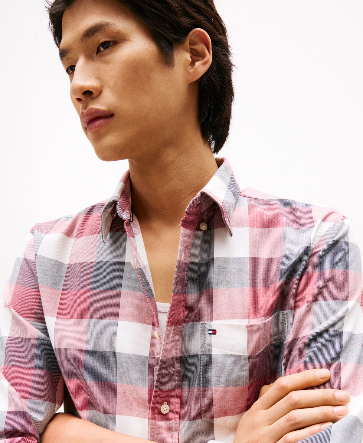 Tommy Hilfiger Men's Regular-fit Corduroy Check Shirt In Burgundy