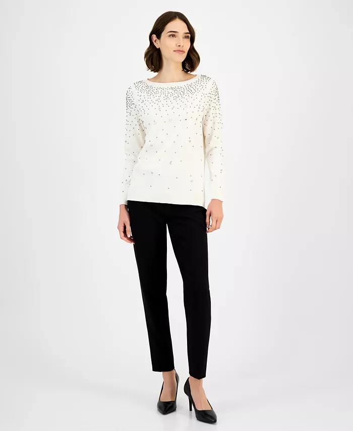 Women's Embellished Boatneck Sweater - thumbnail 2
