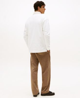 Men's Logo Crest Solid Rugby Sweater