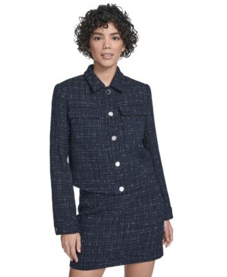 Calvin Klein - Women's Boucle Cropped Long-Sleeve Jacket