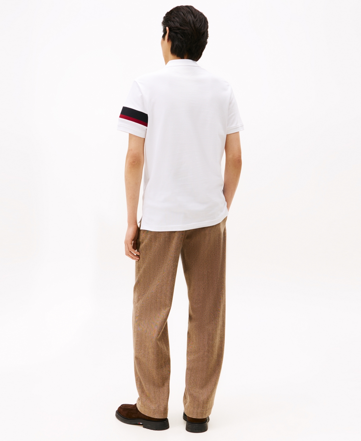 Tommy Hilfiger Regular Fit Signature Stripe Sleeve Polo In Brown