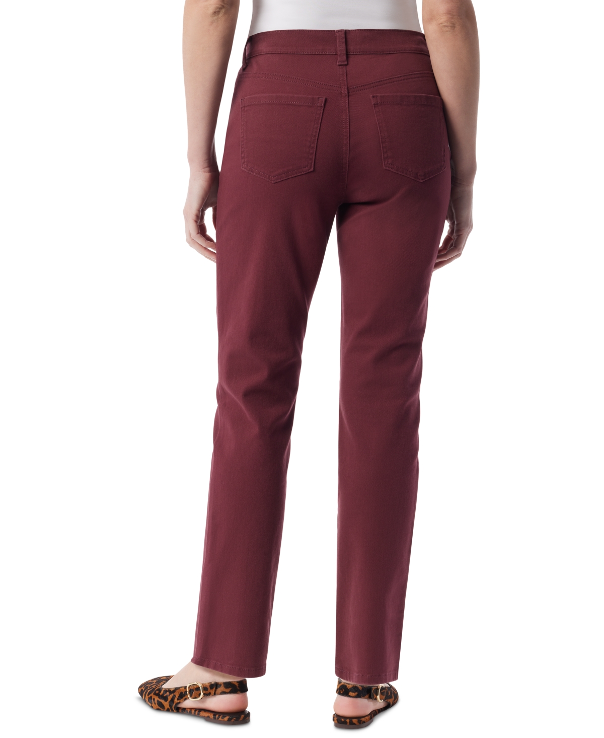 Gloria Vanderbilt Petite Amanda High-rise Straight-leg Jeans In Burgundy