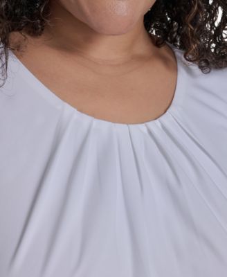 Plus Size Sleeveless Pleat-Neck Top