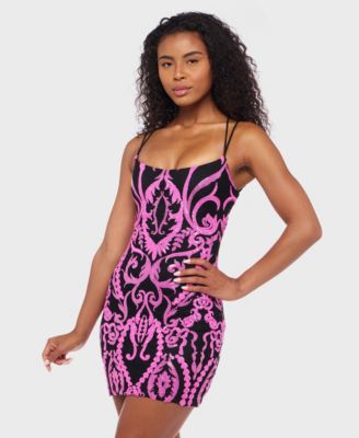 Juniors' Sequined Mesh Bodycon Dress