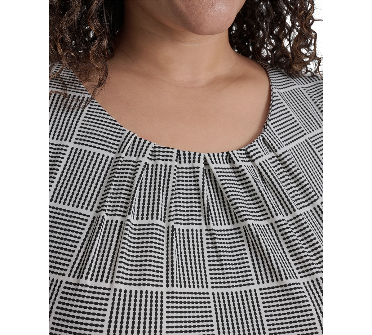 Calvin Klein Plus Size Pleated Top In Gray