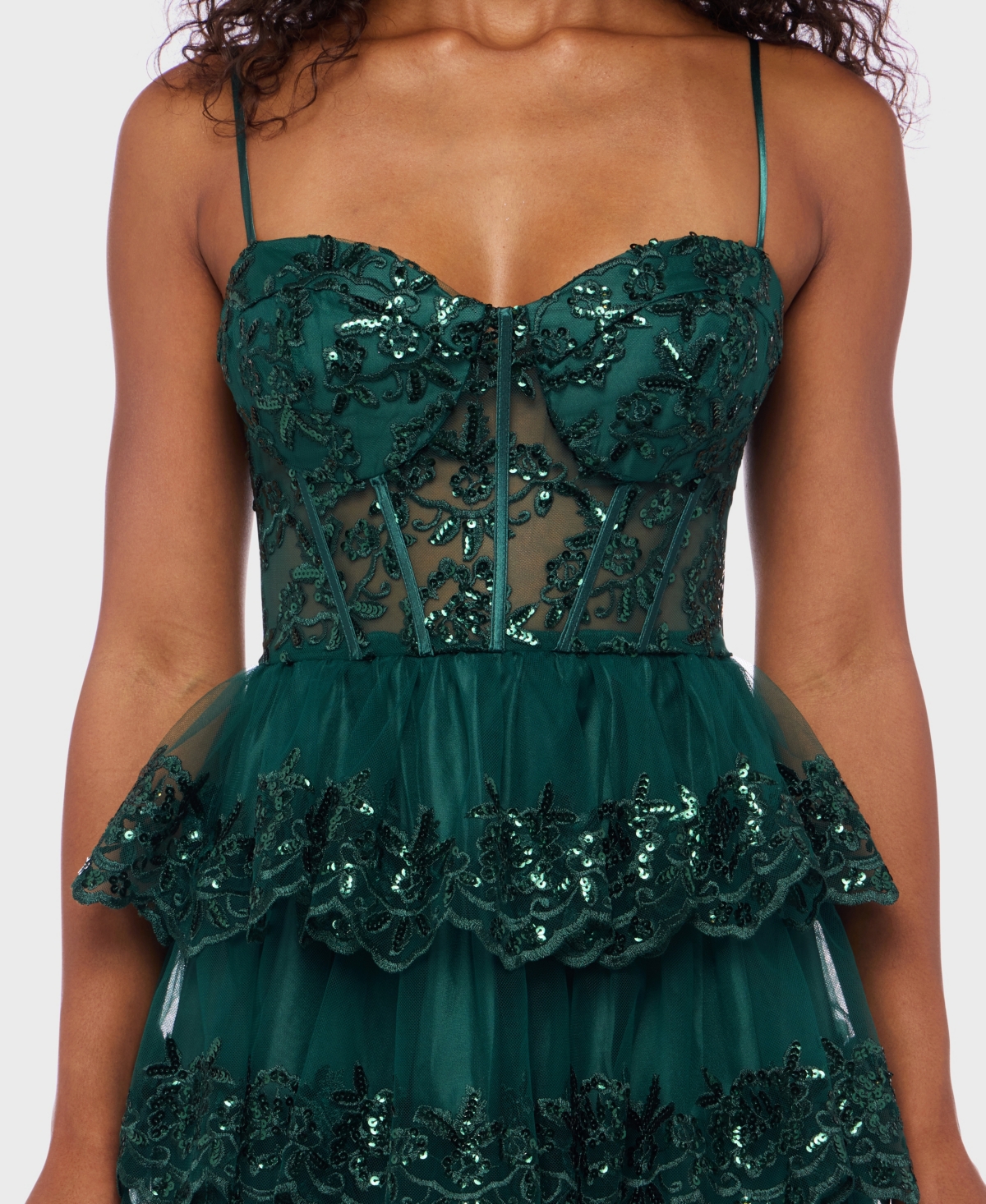 Alex & Sophia Juniors' Embellished Short Fit & Flare Dress In Green