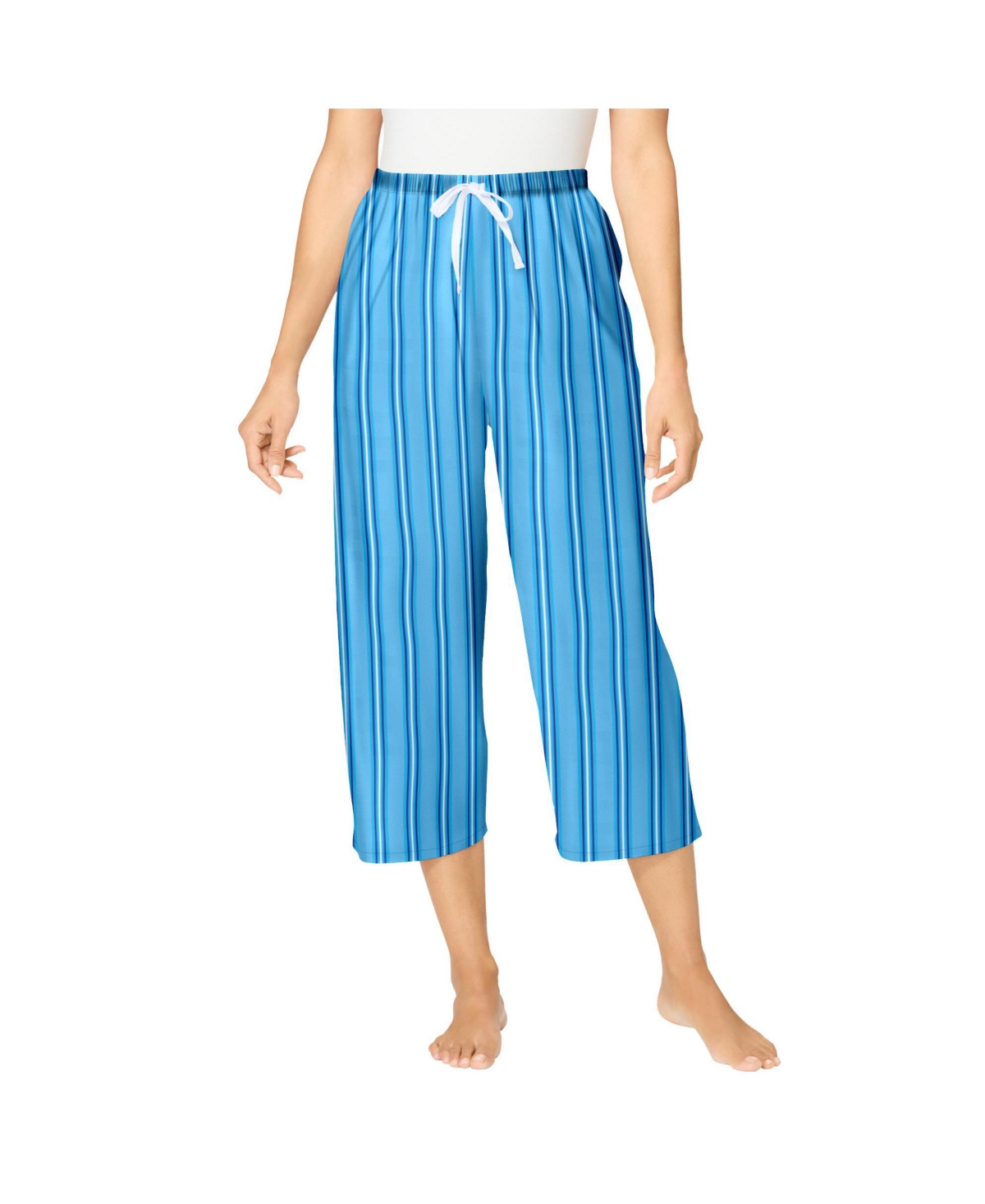 Women's Woven Sleep Capri Pant - Crystal blue stripe
