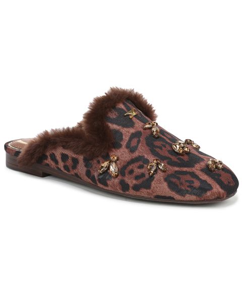 Женские сабо Circus NY by Sam Edelman Tillie Embellished Cozy Faux-Shearling Slip-On, цвет: Коньячный / Чёрный леопардовый разноцветный
