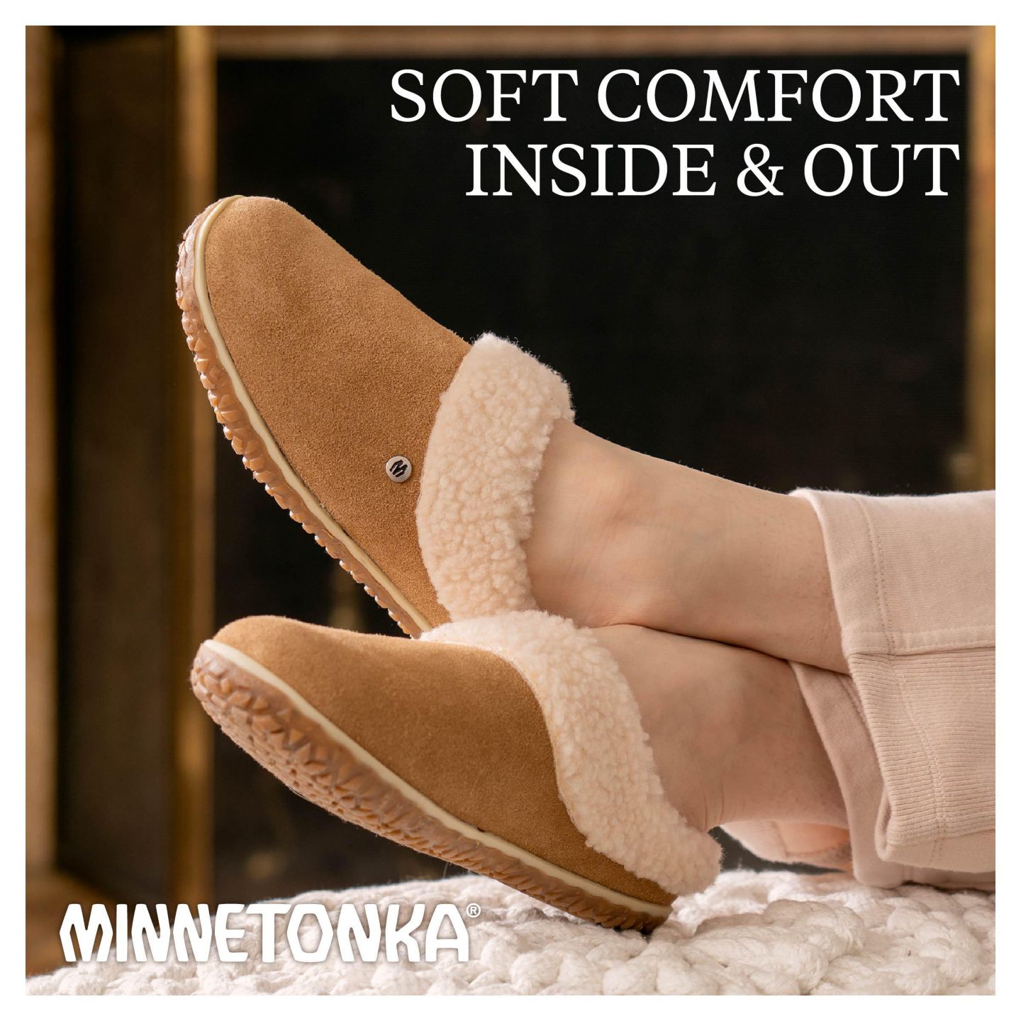 Женские тапочки Minnetonka Spruce Suede Berber Lined Slippers, цвет: Коричный — фото 3