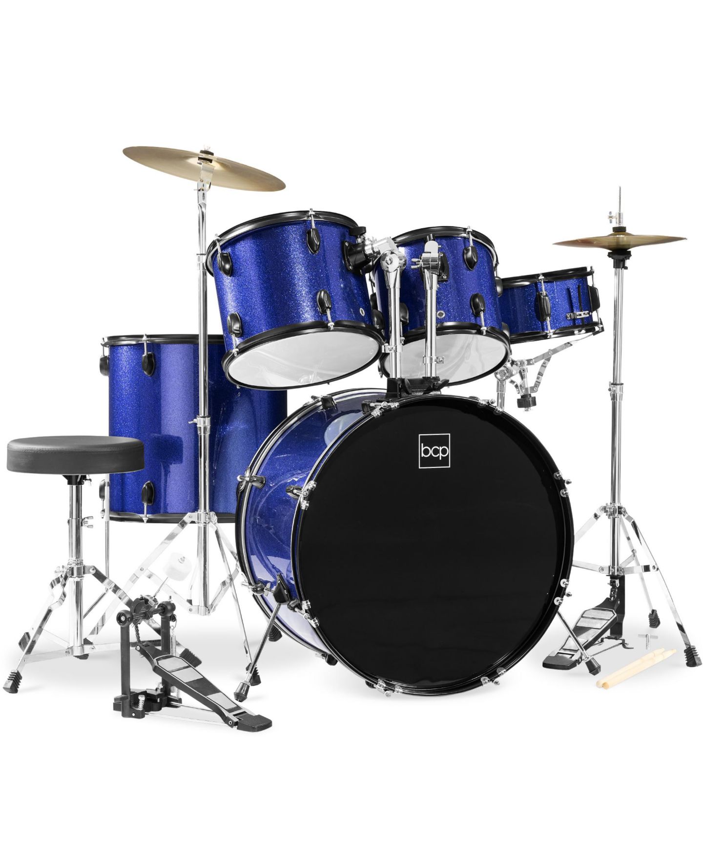 Детские игрушки Best Choice Products Beginner Acoustic 5-Piece Drum Set, Ages 18+, цвет: Тёмный синий — фото 1