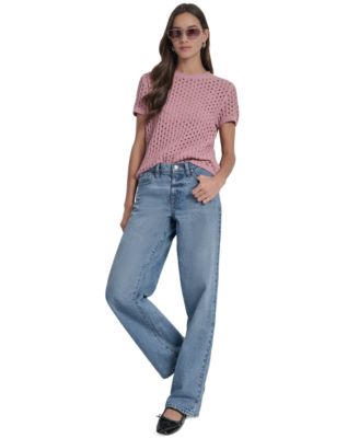 Women's Mid-Rise Relaxed Straight-Leg Cotton Jeans