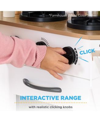 Pretend Play Corner Kitchen, Interactive Wooden Kids Set w/ Lights and Sounds