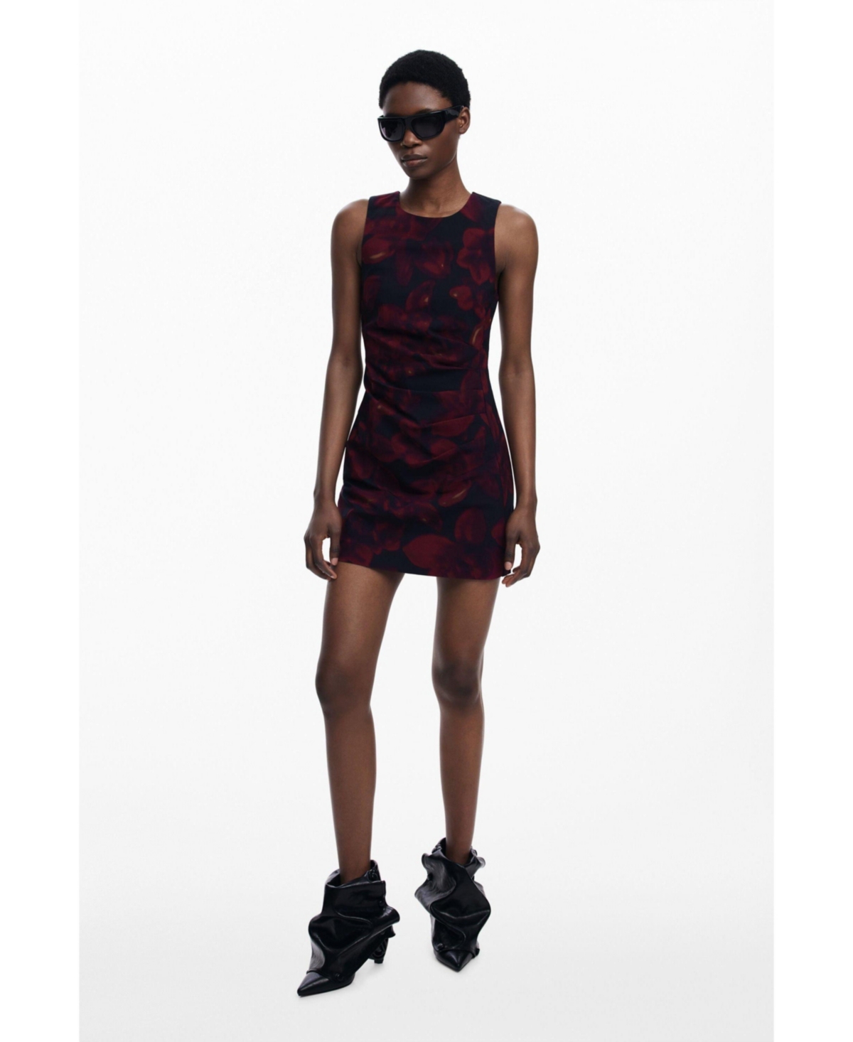Desigual Ruched Sleeveless Minidress In Red