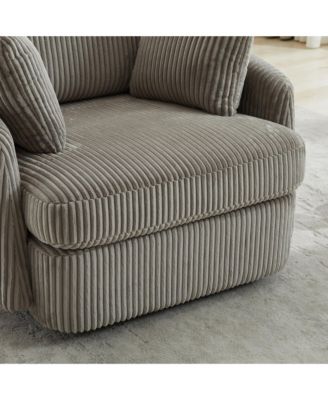 Corduroy Swivel Accent Chair with Pillows