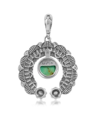 Sterling Silver Green Turquoise Round Cut Naja Pendant Enhancer