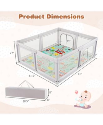 Toddler Large Playpen w/ Mat Play Yard w/ Pull Rings & Ocean Balls Play Area