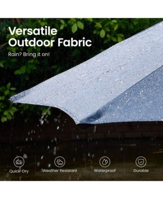 15ft Patio Umbrella with Base,12 Heavy Duty Ribs Large Outdoor Double-Sided Rectangle Umbrella with Crank Handle, Market Umbrella for Backyard