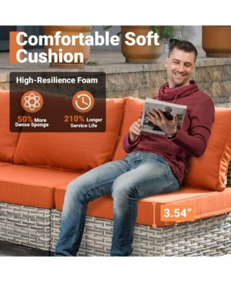 Outdoor Patio Furniture Set,8 Pieces Rattan Outdoor Sectional Cozy Sofa,Patio Conversation Sets with Swivel Chairs and Solar Coffee Table