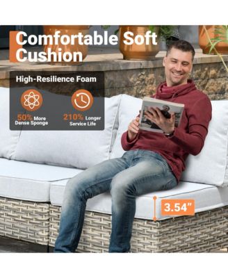 8-Piece Rattan Outdoor Patio Furniture Set with Sectional Sofa, Swivel Chairs, and Solar Coffee Table