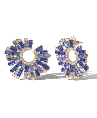 Royal Radiance Blue Crystal Burst Earrings