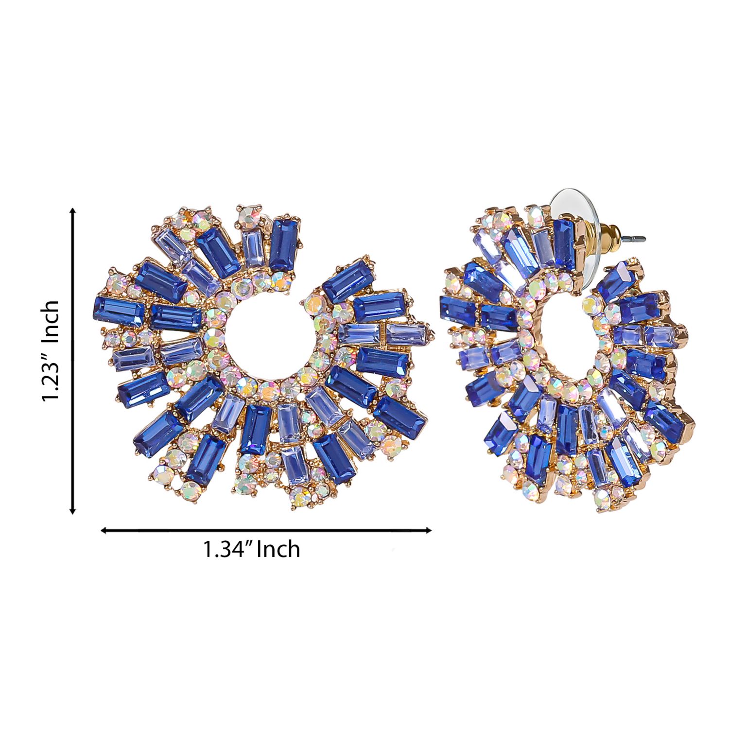 Royal Radiance Blue Crystal Burst Earrings