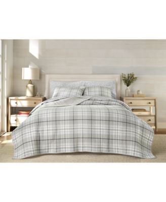 Brushed Cotton Plaid Grey 3-Pc. Quilt Set, Full/Queen, Macy's Exclusive
