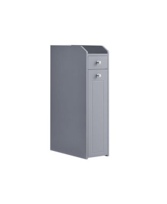 Compact 4-Tier Bathroom Cabinet with Toilet Paper Holder, Dove Gray
