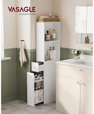 Freestanding Bathroom Cabinet with Drawers & Adjustable Shelf,  White