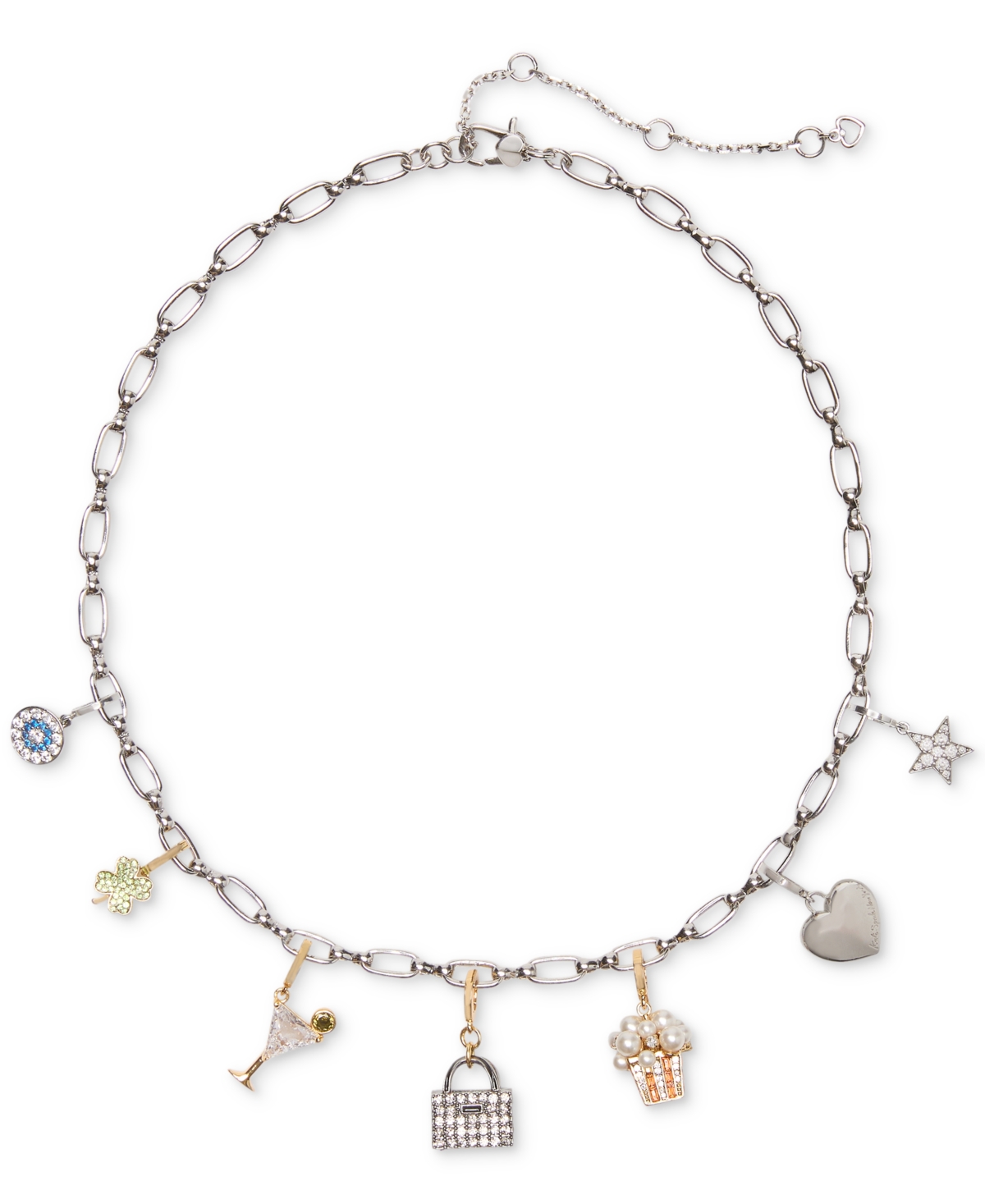 Kate Spade One In A Million Chain Charm Necklace, 16" + 3" Extender In Silver