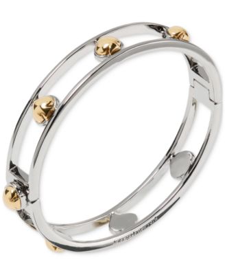 Two-Tone Sculpted Spade Cut Out Bangle Bracelet