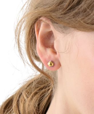 Two-Tone Sculpted Spade Mini Stud Earrings