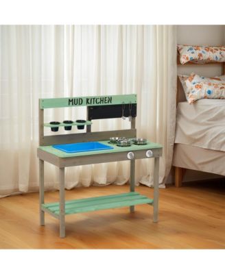 Wood Mud Kitchen with Water Play Set & Cooking Toys for Outdoor, Gift for 38