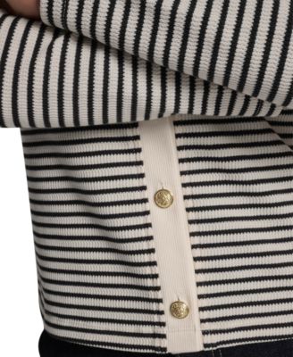 Women's Striped Button-Front Cardigan