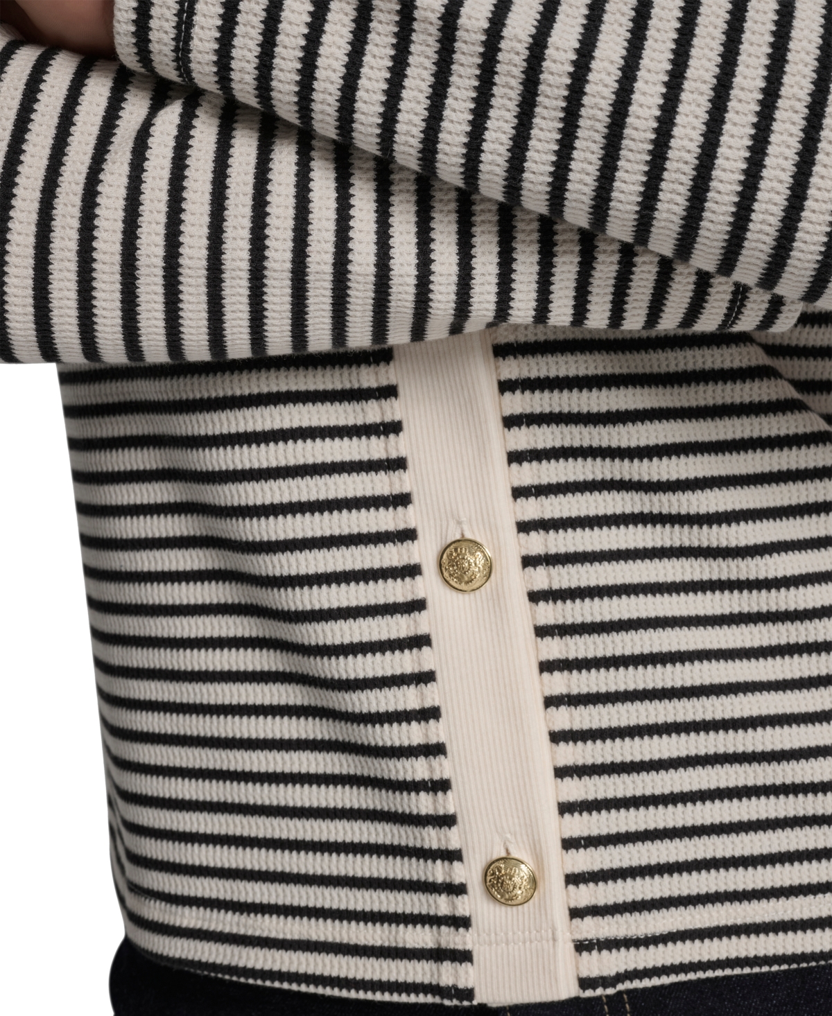 Dkny Jeans Women's Striped Button-front Cardigan In Black