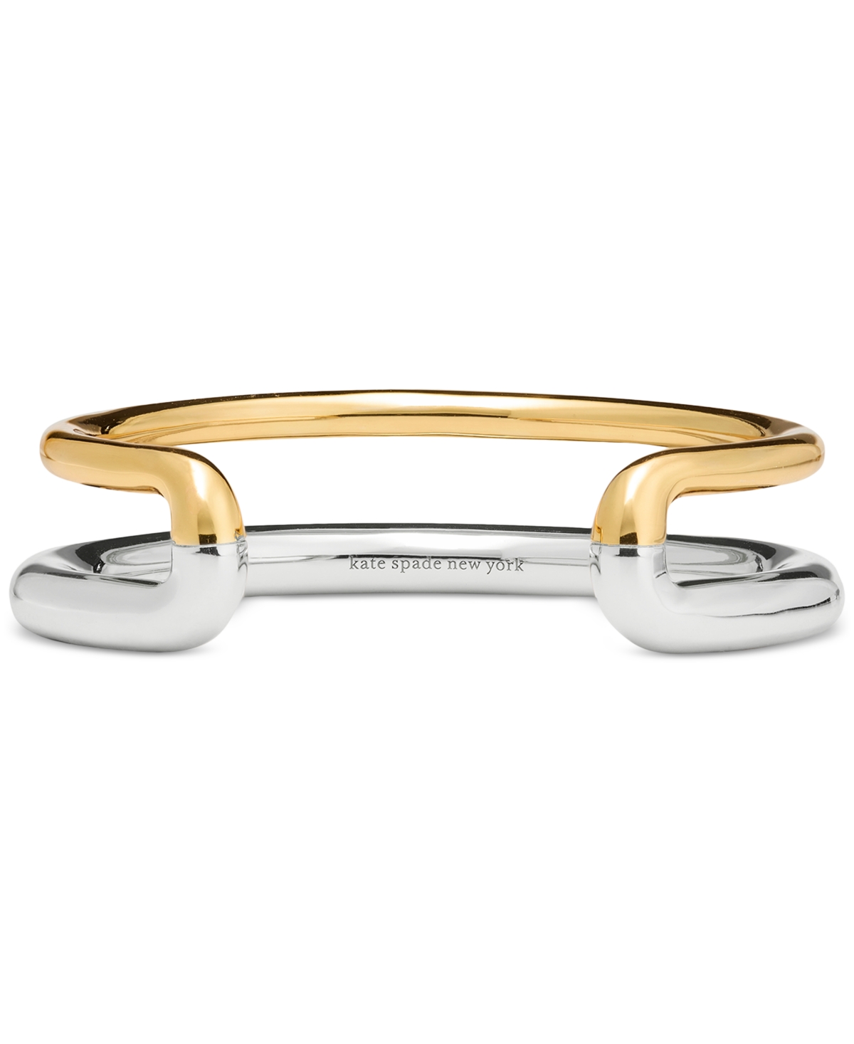 Kate Spade Two-tone Interlock Cuff Bracelet In Gold