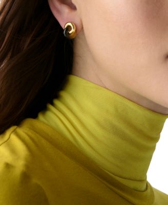 Two-Tone Interlock Stud Earrings