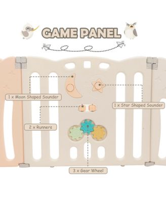 14-Panel Baby Playpen Kids Activity Center Foldable Play Yard w/ Lock Door