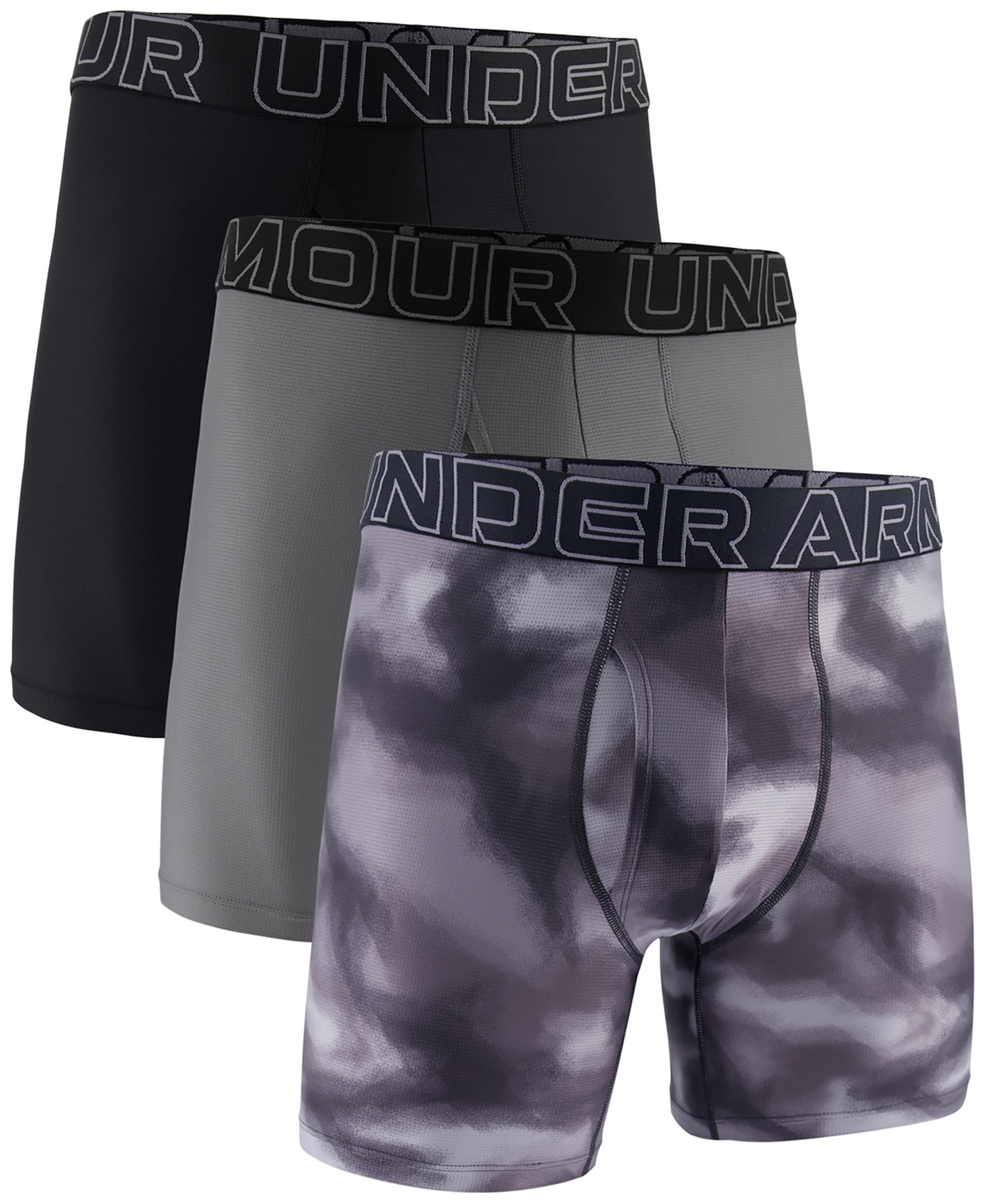 Under Armour Men's 3-pk. Performance Tech 6" Boxer Briefs In Black