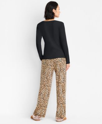 Women's Leopard Knit Pajama Pants, Macy's Exclusive 