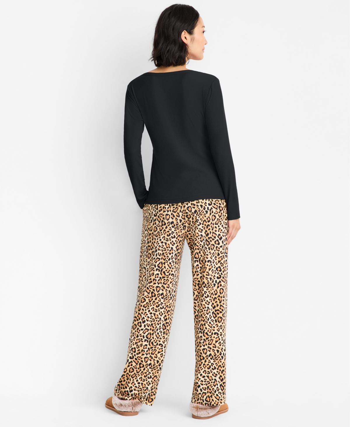 State Of Day Women's Leopard Knit Pajama Pants, Macy's Exclusive In Animal Print