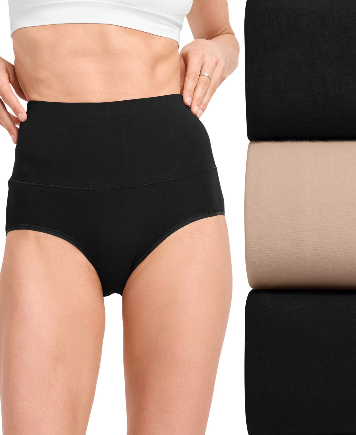 Women's 3-Pk. Skimmies® 360&deg; Tummy Smoothing Cotton Brief Underwear 4854