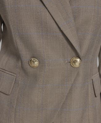 Women's Plaid Notched Collar Blazer