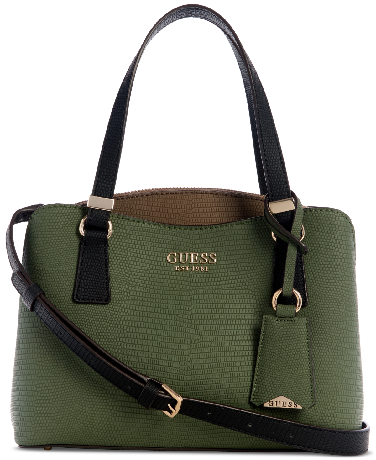 Guess Lyndi Small Triple Compartment Girlfriend Satchel In Green
