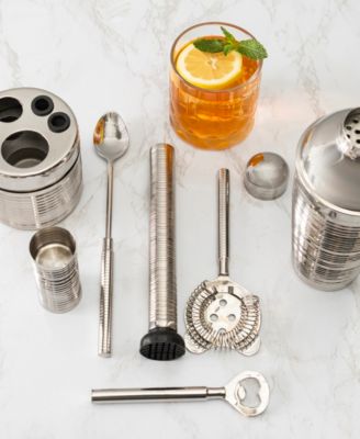 Textured Stainless-Steel Barware, Set of 7