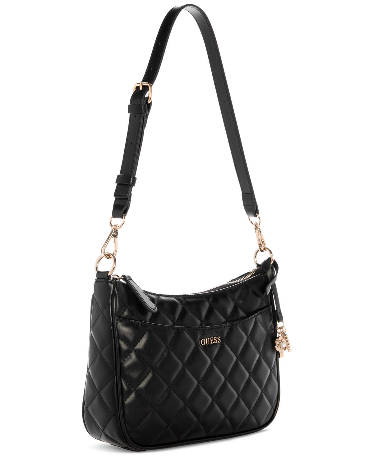Guess Tinsley Medium Quilted Shoulder Bag In Black