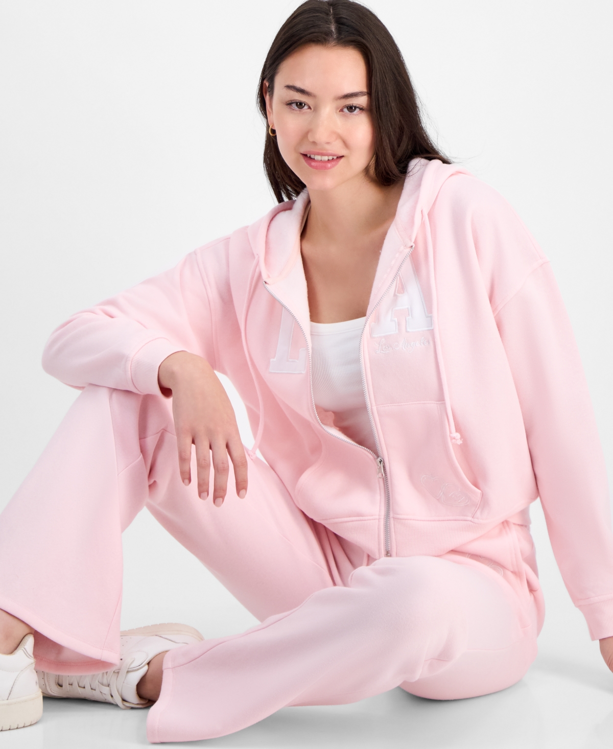 Planet Heart Juniors' Novelty Flare Fleece Sweatpants In Pink